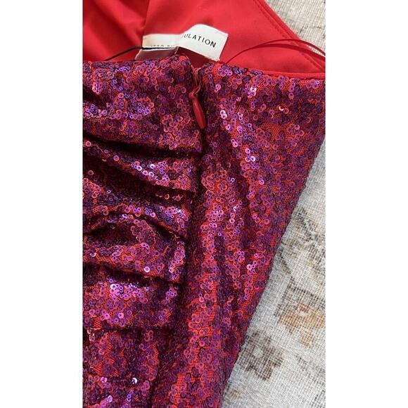 Dress The Population Martine Sequin One Shoulder Dress in Fuchsia Size S NWT - Picture 7 of 15